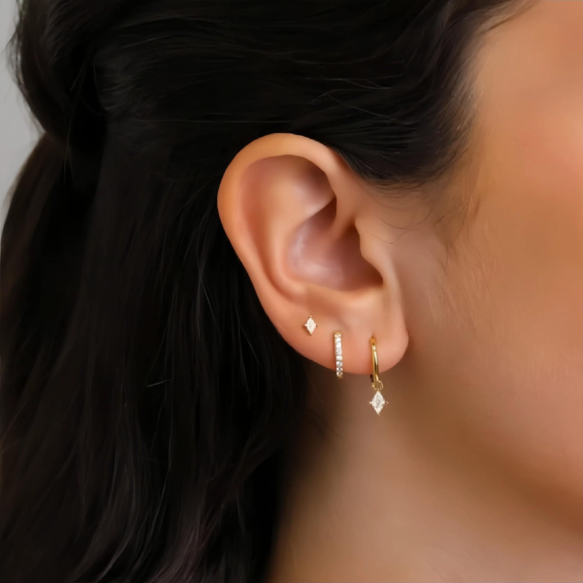Elegantes 3er - Set Ohrringe in Gold mit Zirkonia - Nach - Dir.de