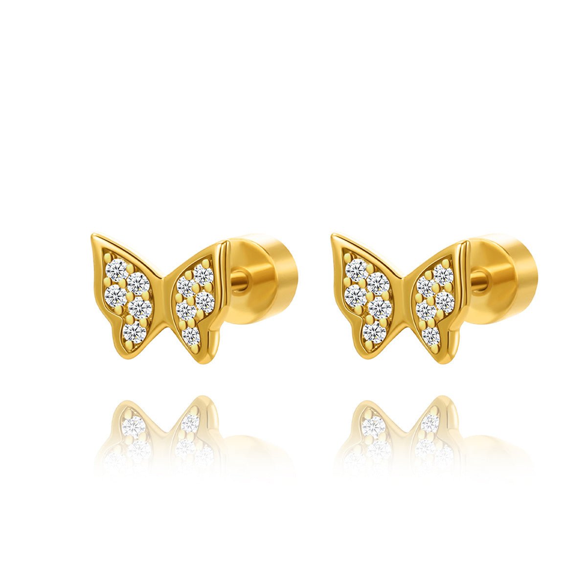 Goldene Ohrstecker mit Zirkonia - Blattdesign - Nach - Dir.de