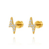 Goldene Ohrstecker mit Zirkonia - Blattdesign - Nach - Dir.de