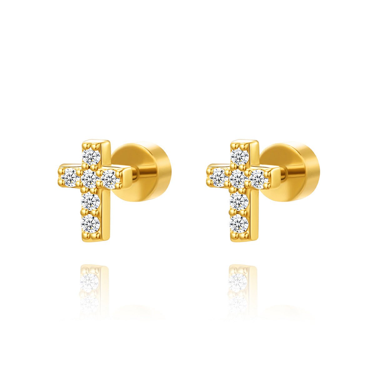 Goldene Ohrstecker mit Zirkonia - Blattdesign - Nach - Dir.de