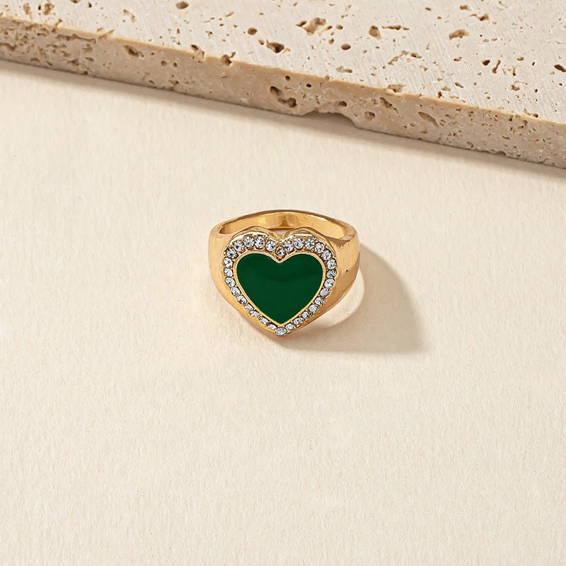 Goldener Statement - Ring mit schwarzem Herz - Nach - Dir.de