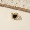 Goldener Statement - Ring mit schwarzem Herz - Nach - Dir.de