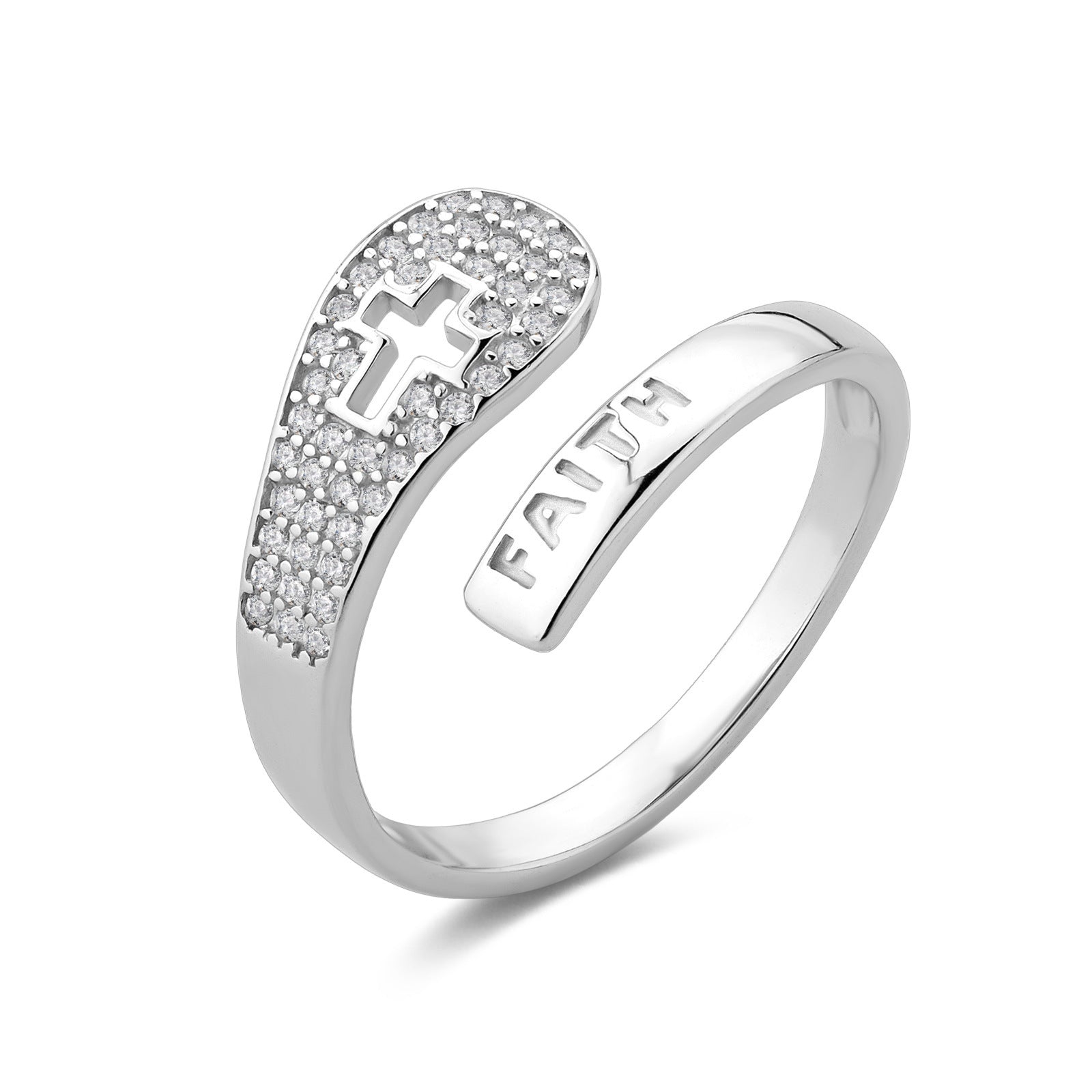 Ring "FAITH" mit Kreuz und Zirkonia - Nach - Dir.de